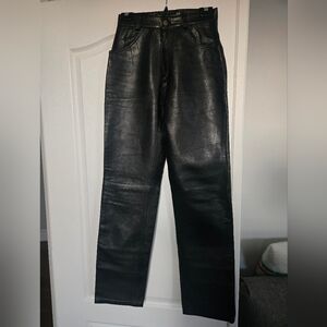 I.B. EXCHANGE Women's Black Slim Straight Leather Jeans